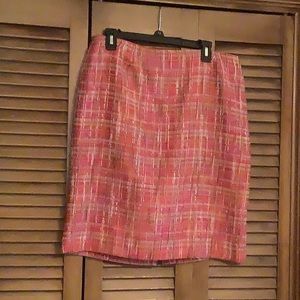 Tweed beige/pink/coral pencil skirt